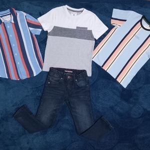 Two boys size 5-6 Denim Flower shirts with one Tommy Hilfiger size 6 Jeans